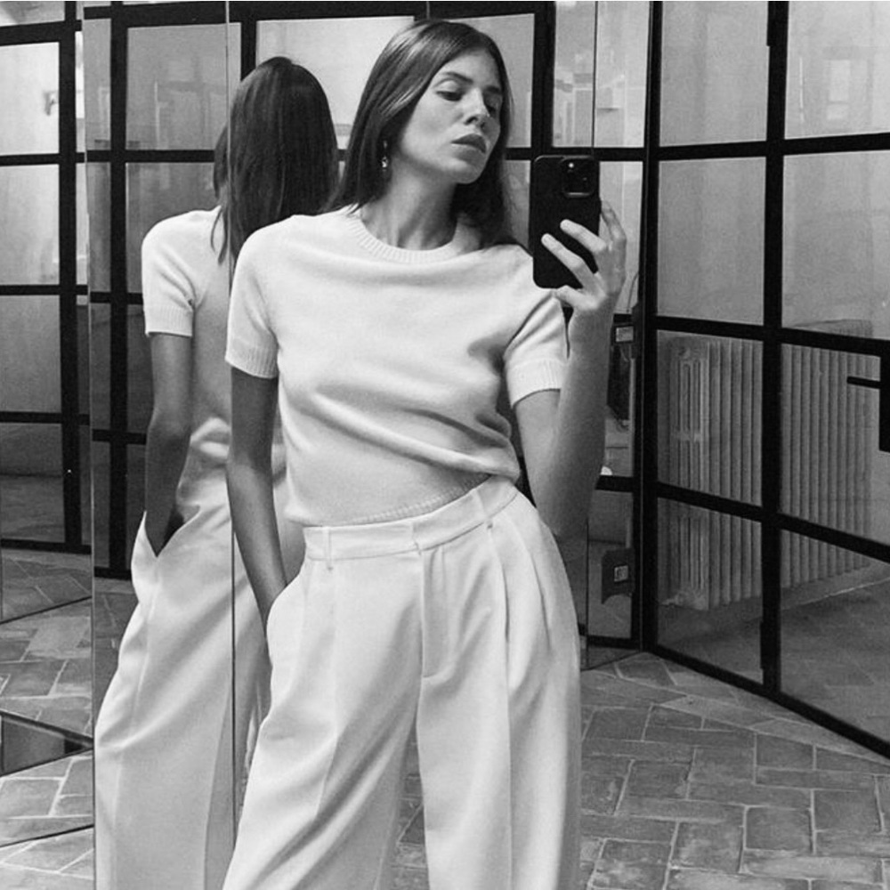 Zara 100% wool knit short sleeve sweater